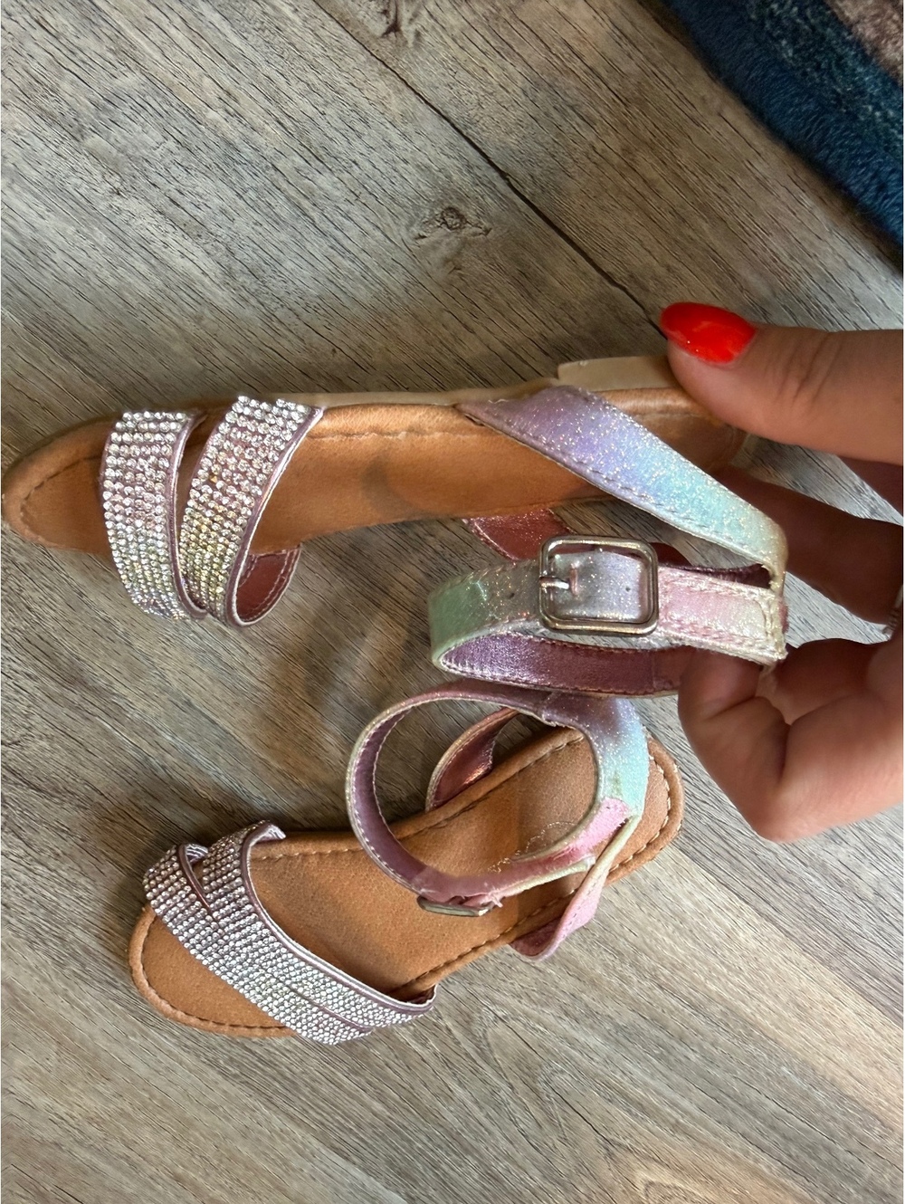 Nina Girls'‎ Glitter Rhinestone Sandals Size 9